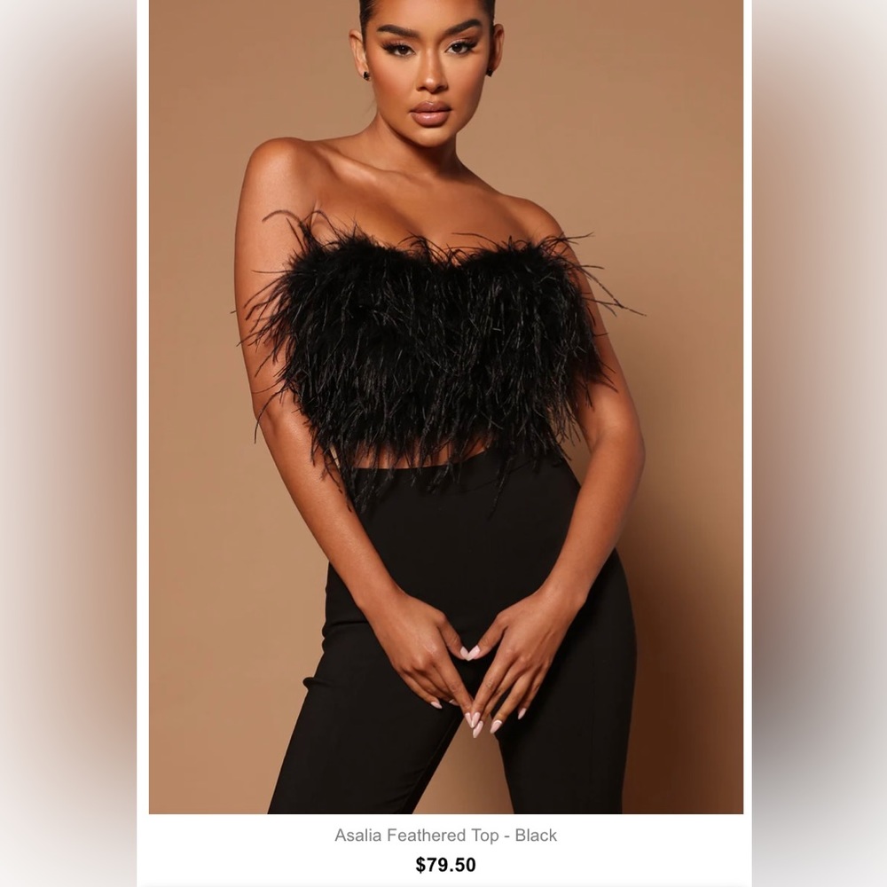 Fashion Nova feathered Asalia Top